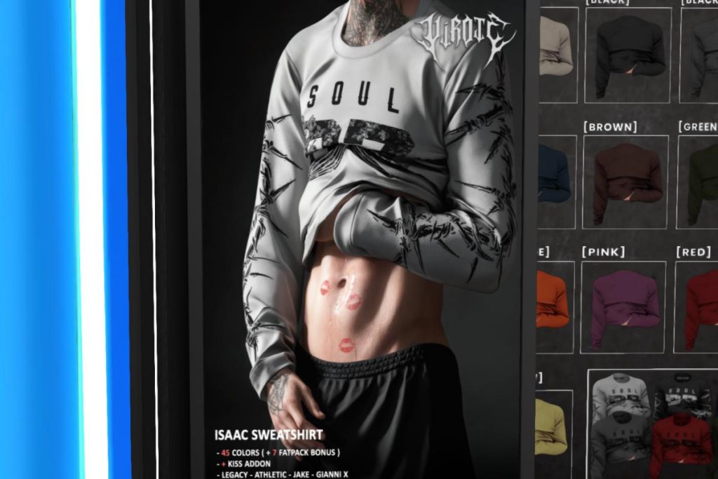Isaac Sweatshirt - GianniX/Jake/Legacy/+mods, L$389 each/L$889 FP