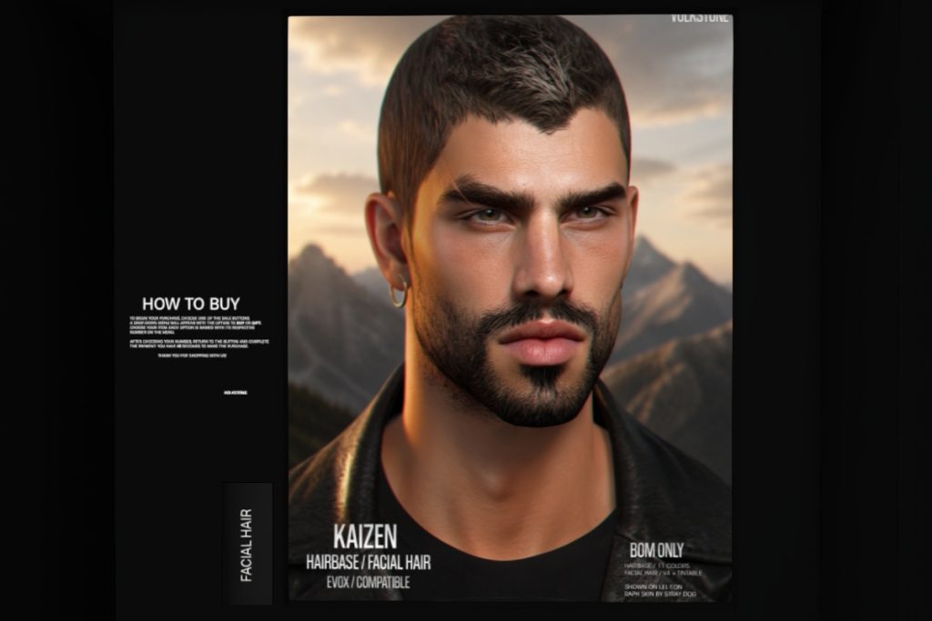 Kaizen Hairbase &amp; Facial Hair - EvoX/SLUV, L$190-L$300 each/L$590 FP