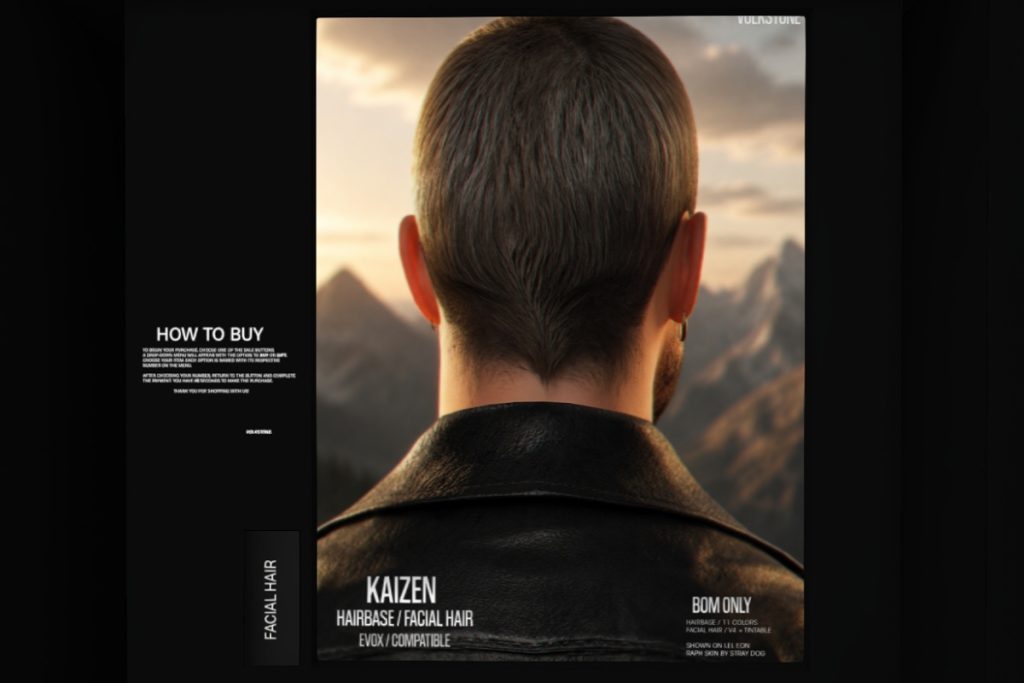 Kaizen Hairbase &amp; Facial Hair - EvoX/SLUV, L$190-L$300 each/L$590 FP