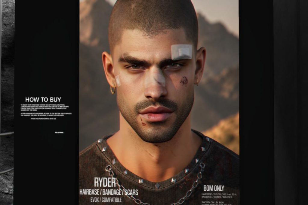 Ryder Hairbase, Bandage &amp; Scars - EvoX, L$199-L$299 each/L$590 FP