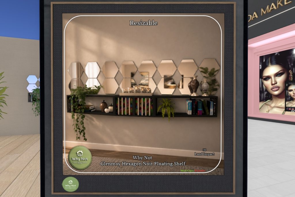 Glenmoy Hexagon Noir Floating Shelf, L$266
