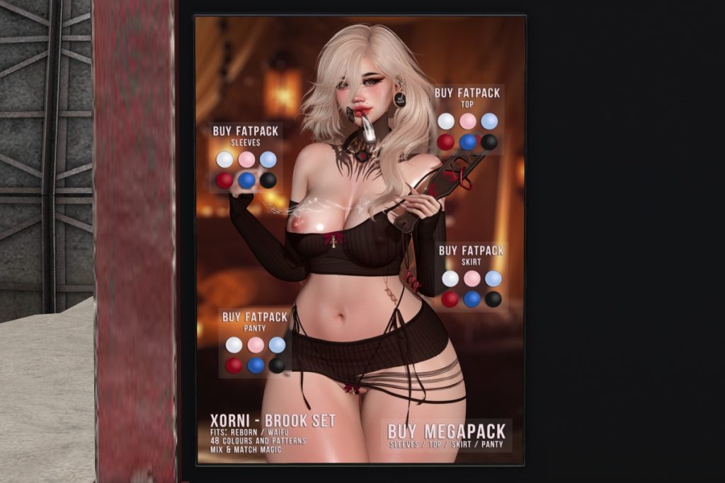 Brook Top, Sleeves, Skirt and Panty - Reborn/+mods, L$100 each/L$550 each FP/L$1500 MP