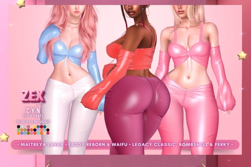 Cyn Top &amp; Pants - Legacy/MaitreyaX/Reborn/+mods, L$88 each/L$888 FP