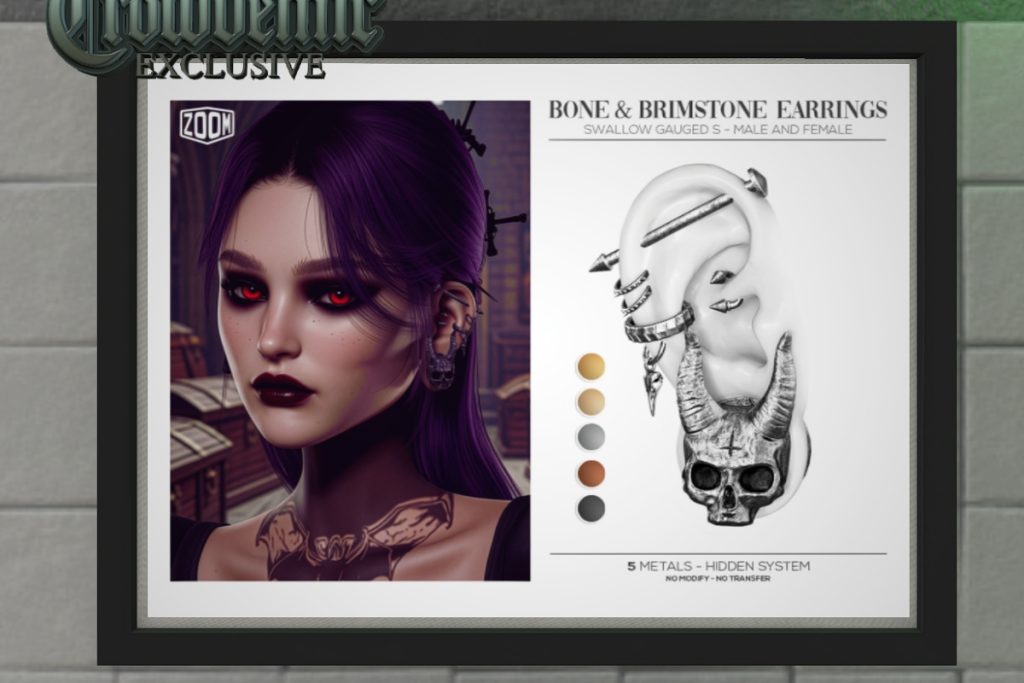 Bone &amp; Brimstone Earrings - Swallow Gauged S F+M Ears, L$199