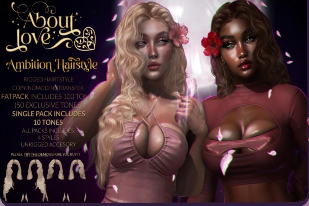 Ambition Hairstyle, L$288 each/L$988 FP