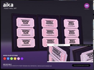 Ticket Wall Art, L$249 each