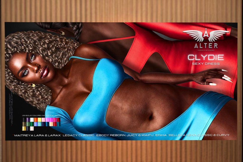 Clydie Sexy Dress - Erika/GenX/Legacy/Maitreya/Reborn/+mods, L$90 each/L$555 FP