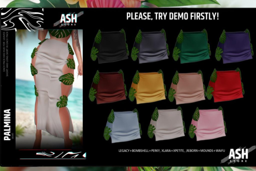Palmina Skirt - Legacy/MaitreyaX/Reborn/+mods, L$188 each/L$888 FP