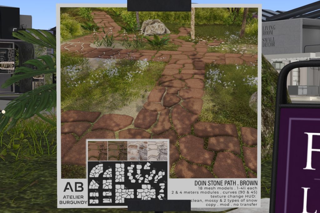 Doin Stone Path	<a href="https://maps.secondlife.com/secondlife/Atelier/42/107/21" target="_blank">Teleport</a>