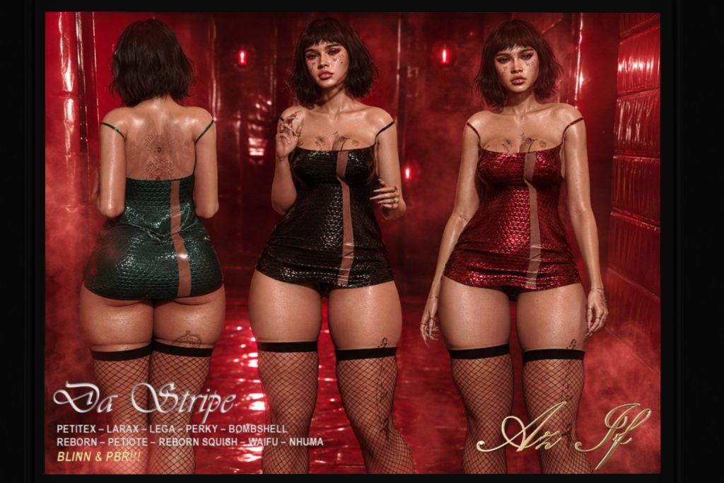 Da Stripe Dress - Legacy/MaitreyaX/Nhumana/Reborn/+mods, L$699 each/L$1999 FP