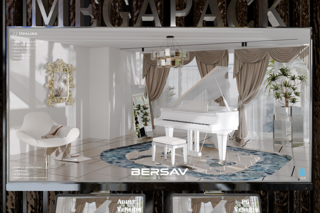 Opaline Decor Set, L$199-L$899 each/L$2999 FP