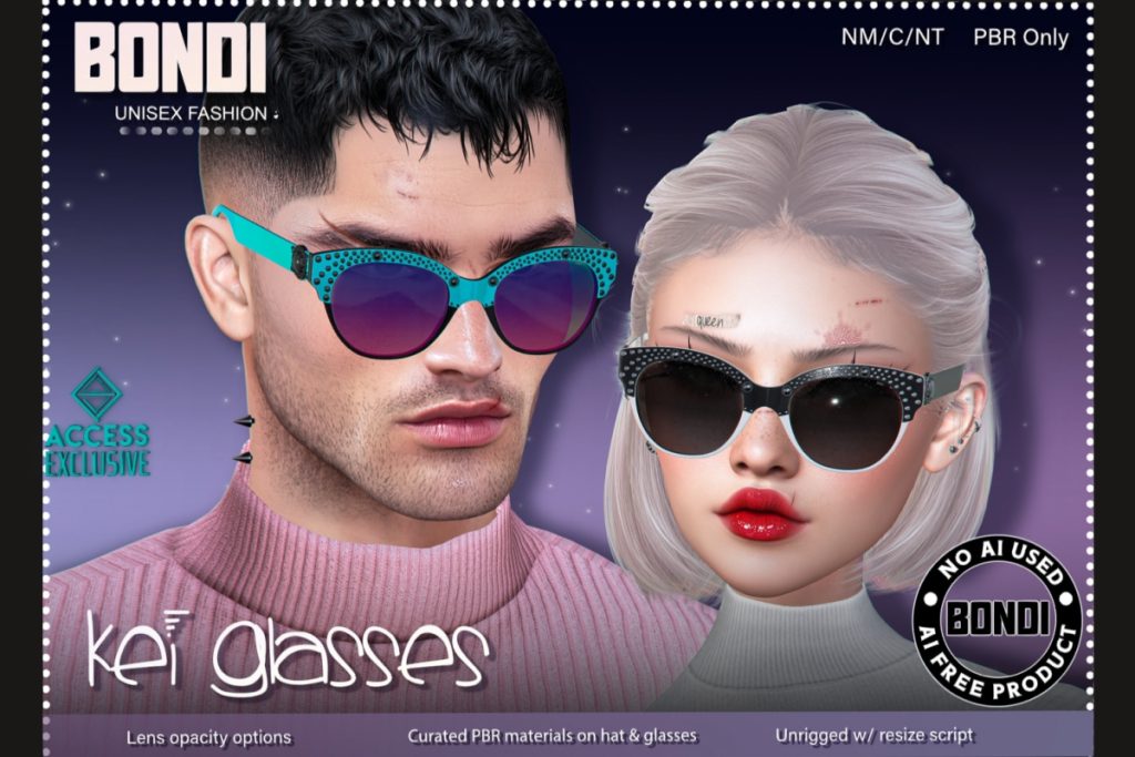 Kei Glasses, L$225 each/L$395 FP