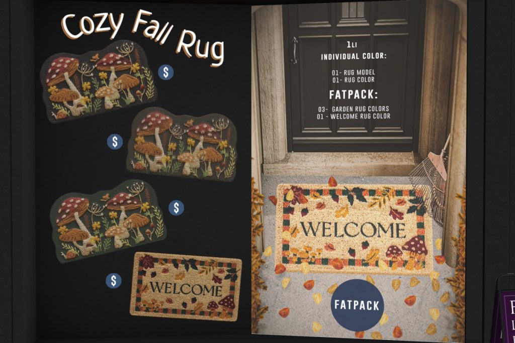 Cozy Fall Rug	<a href="https://maps.secondlife.com/secondlife/AM%20corporate/93/83/1508" target="_blank">Teleport</a>