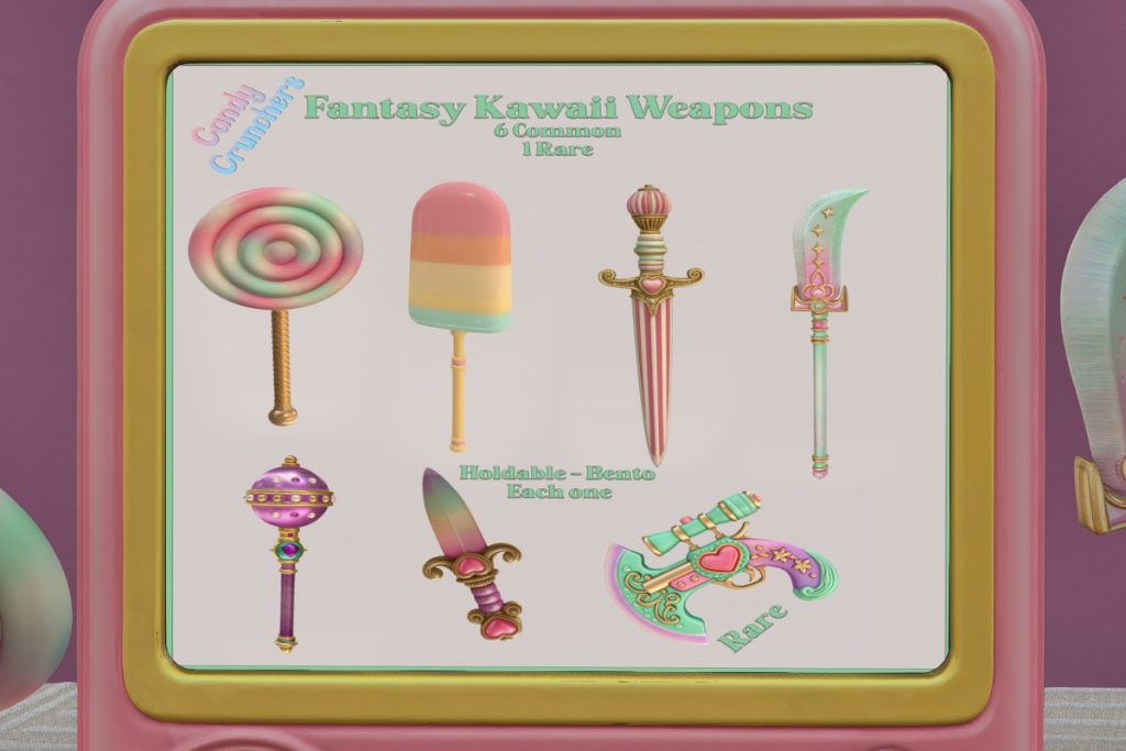 Fantasy Kawaii Weapons Gacha, L$50 per play