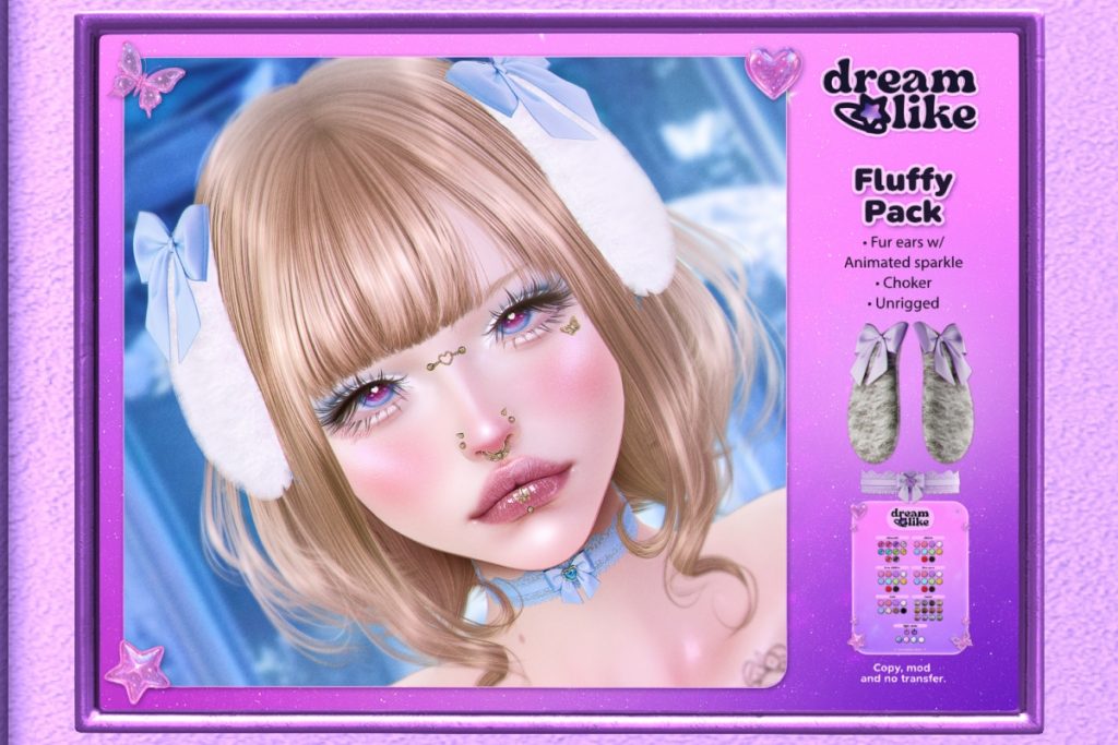 Fluffy Pack Ears &amp; Choker, L$329