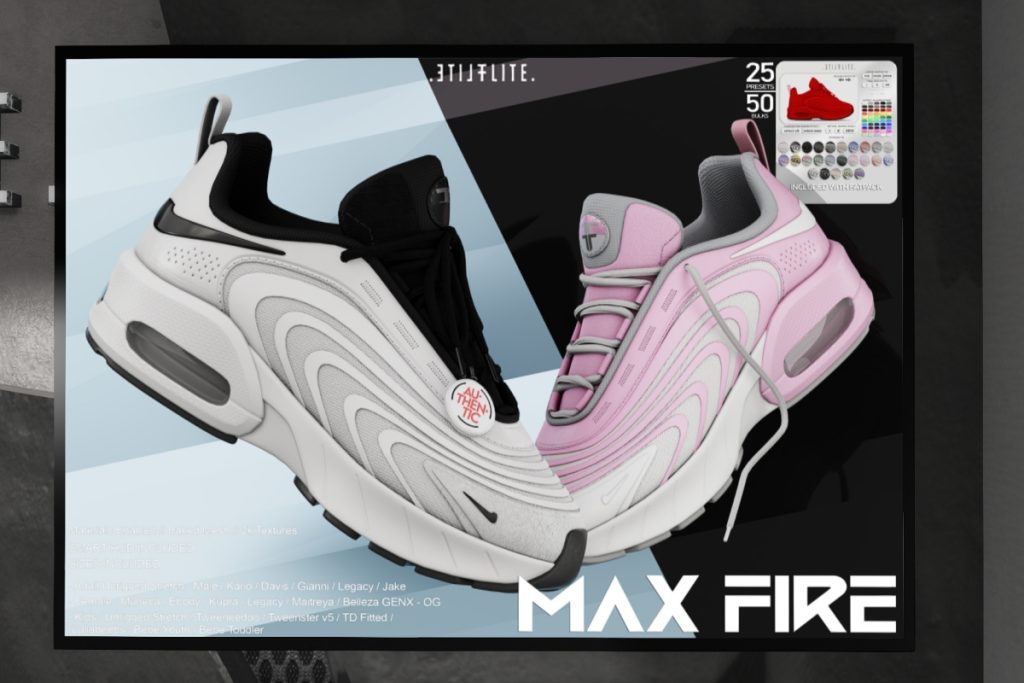 Max Fire Sneakers - Demo for Fits, L$349 each/L$1899 FP