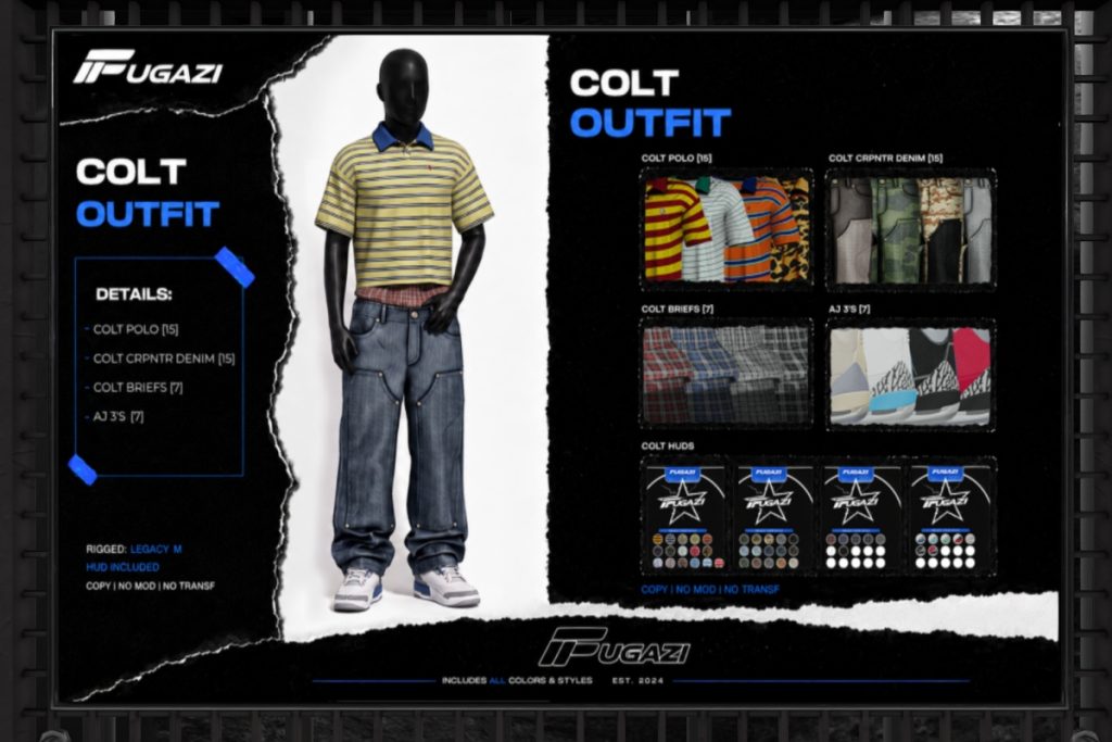 Colt Shirt, Pants &amp; Shoes - Legacy, L$249-L$299 each/L$799-L$999 each FP