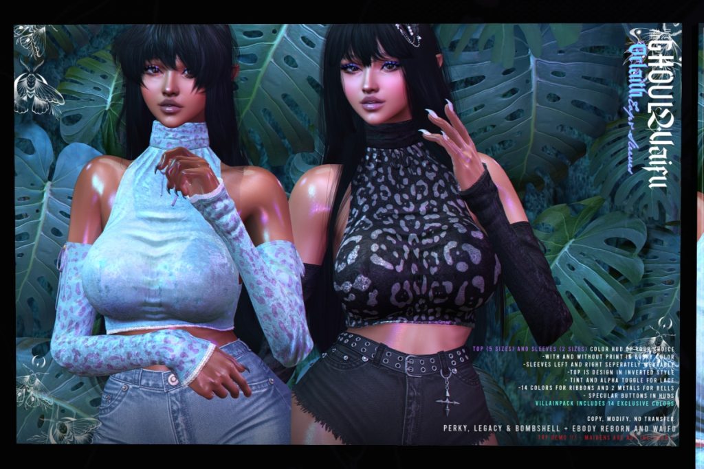 Orlaith Top &amp; Sleeves - Legacy/Reborn/+mods	<a href="https://maps.secondlife.com/secondlife/Formaggini/127/235/1756" target="_blank">Teleport</a>