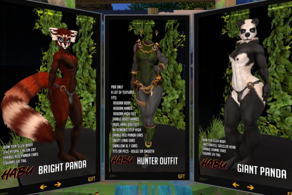 Bright Panda &amp; Giant Panda Modkits - BOM, L$450 each | Hunter Outfit - See AD for Fits, L$1200