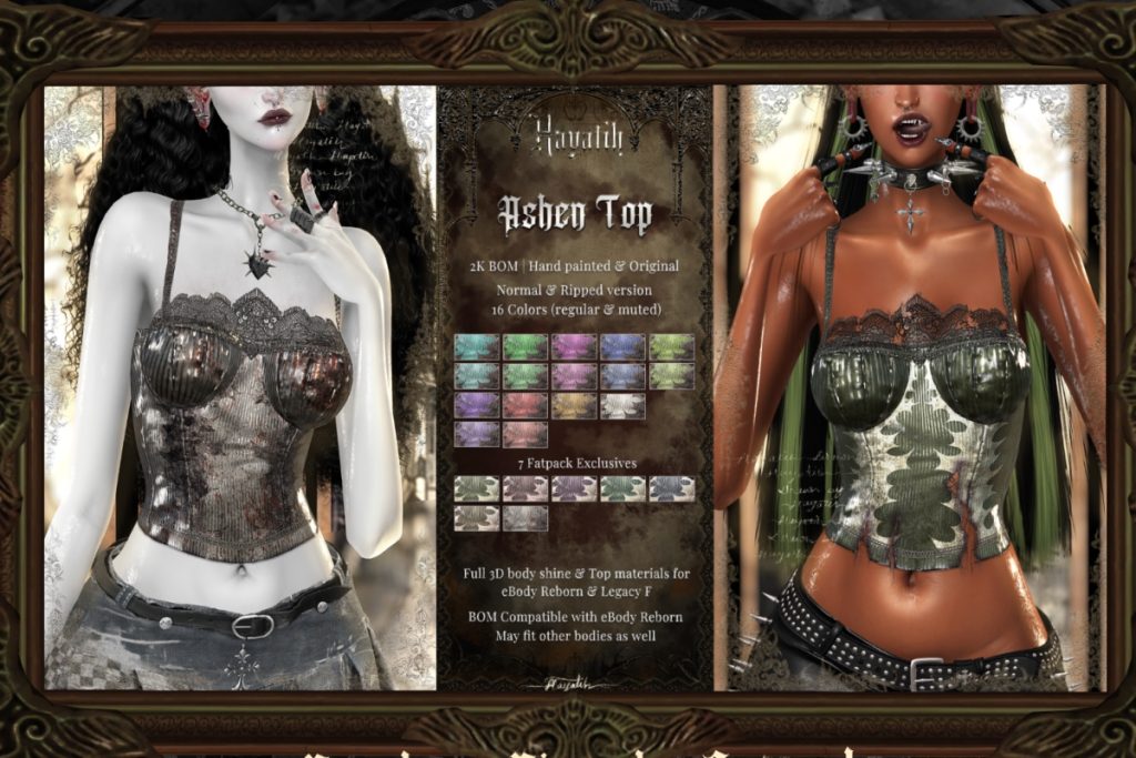 Ashen Top - Legacy/Reborn, L$338 each/L$540 FP