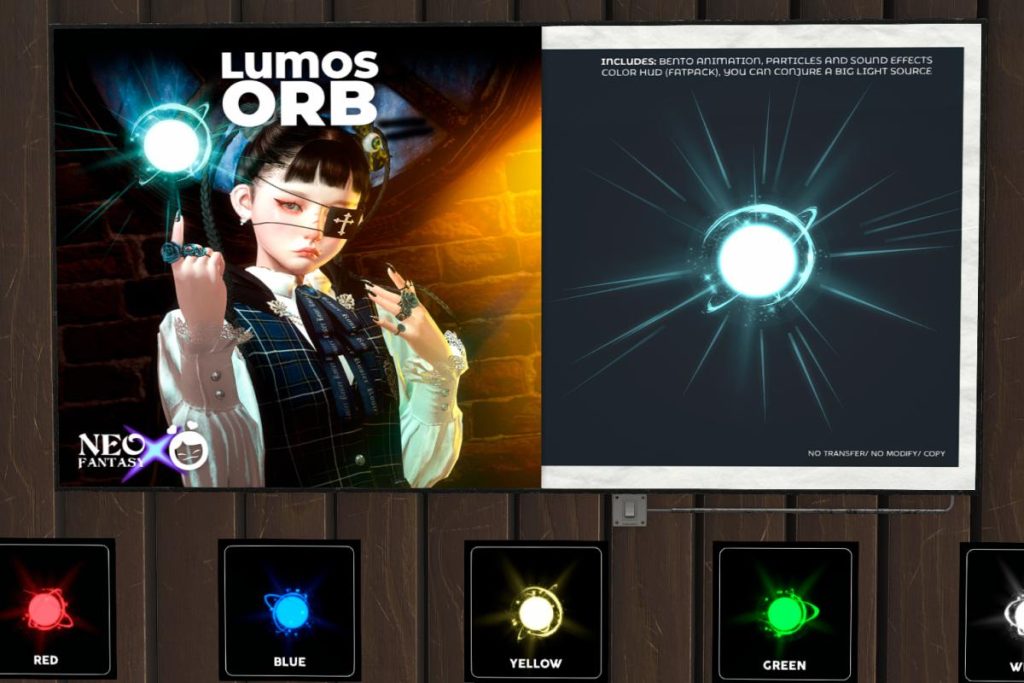 Lumos Orbs, L$250 each/L$600 FP