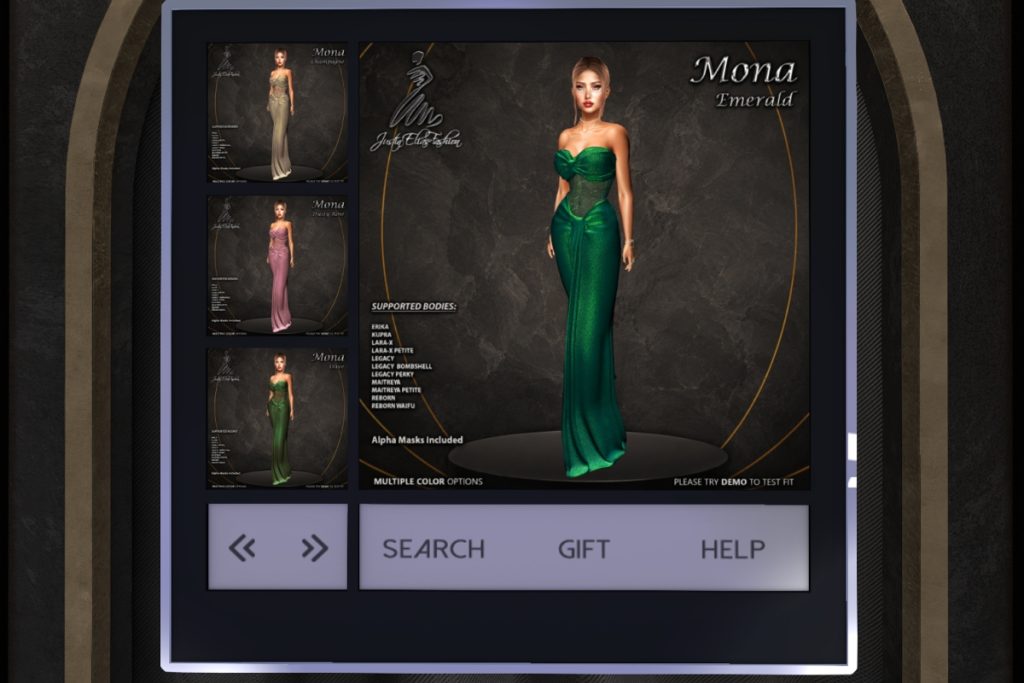 Mona Gown - Erika/Inithium/Legacy/Maitreya/Reborn/+mods, L$399 each/L$1399 FP