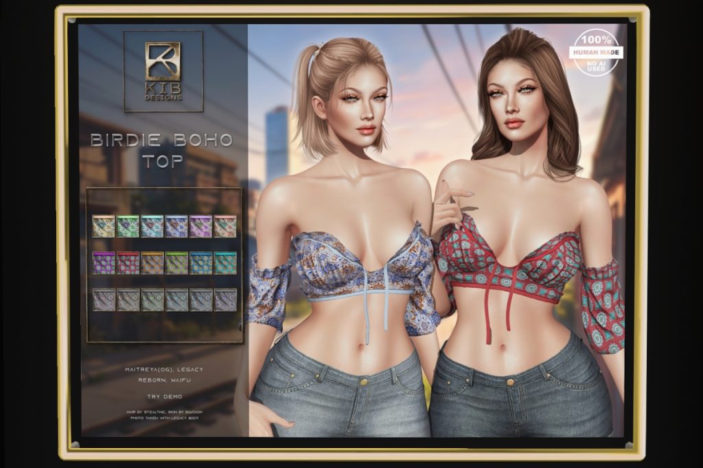 Birdie Boho Top - Legacy/Maitreya/Reborn/+mods, L$280