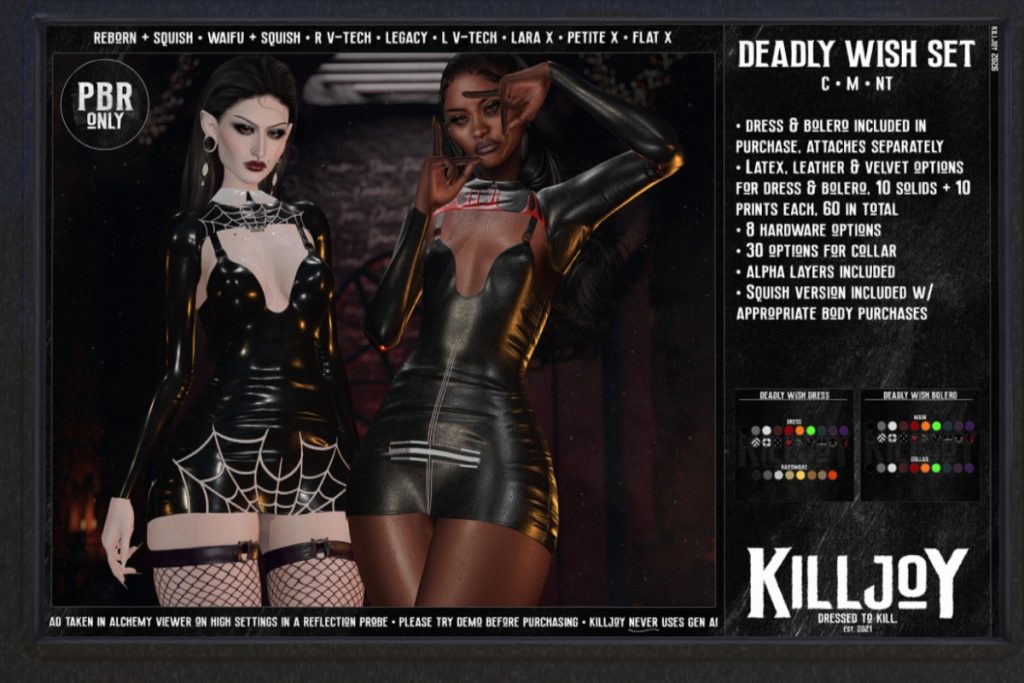 Deadly Wish Set - Legacy/MaitreyaX/Reborn/+mods, L$450 each/L$600-L$700 each FP/L$1800 MP