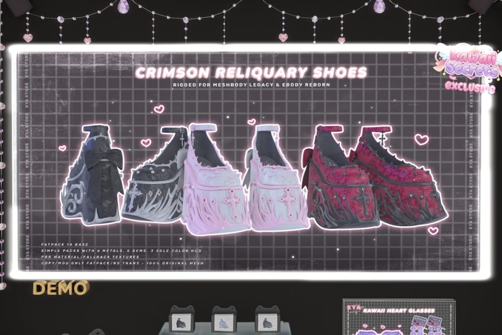 Crimson Reliquary Shoes - Legacy/Reborn, L$200 each/L$900 FP
