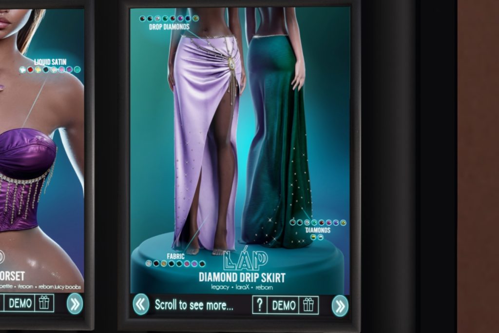 Diamond Drip Skirt - Legacy/MaitreyaX/Reborn/+mods, L$350 each/L$1500 FP
