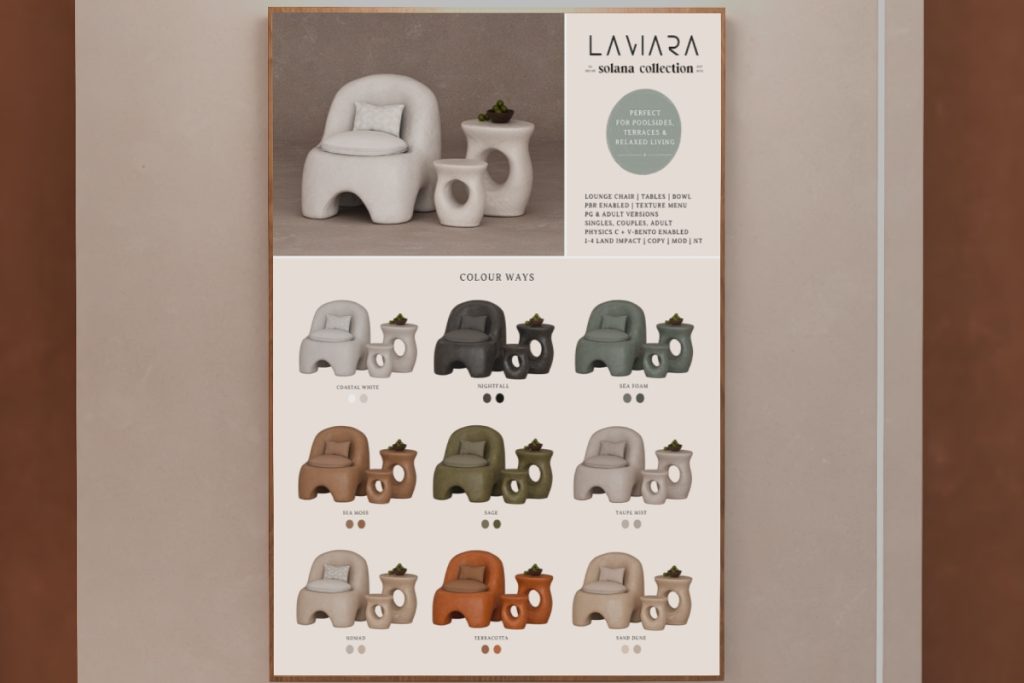 Solana Collection, L$88-L$688 each