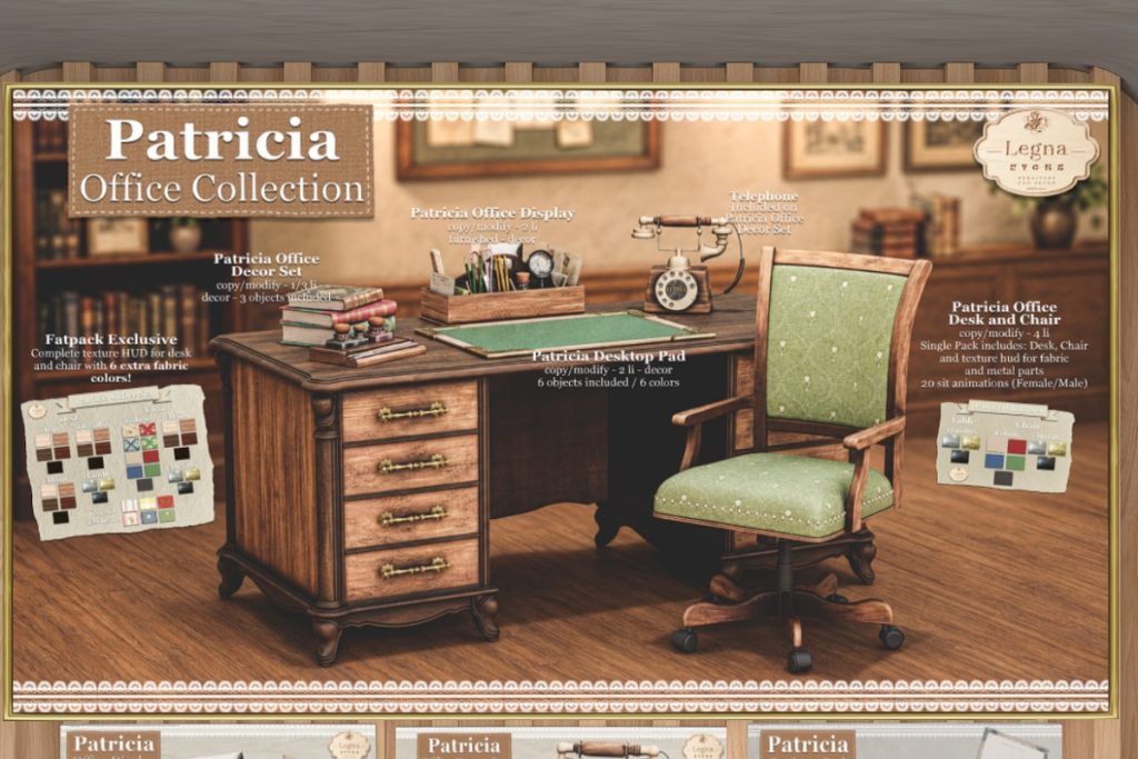 Patricia Office Collection, L$149-L$349 each