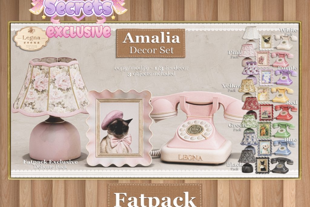 Amalia Decor Set, L$249 each/L$1799 FP