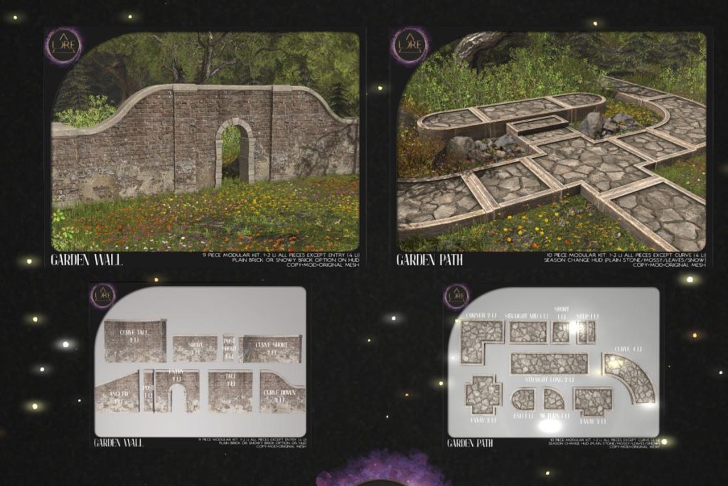 Garden Wall, L$450 | Garden Path, L$500