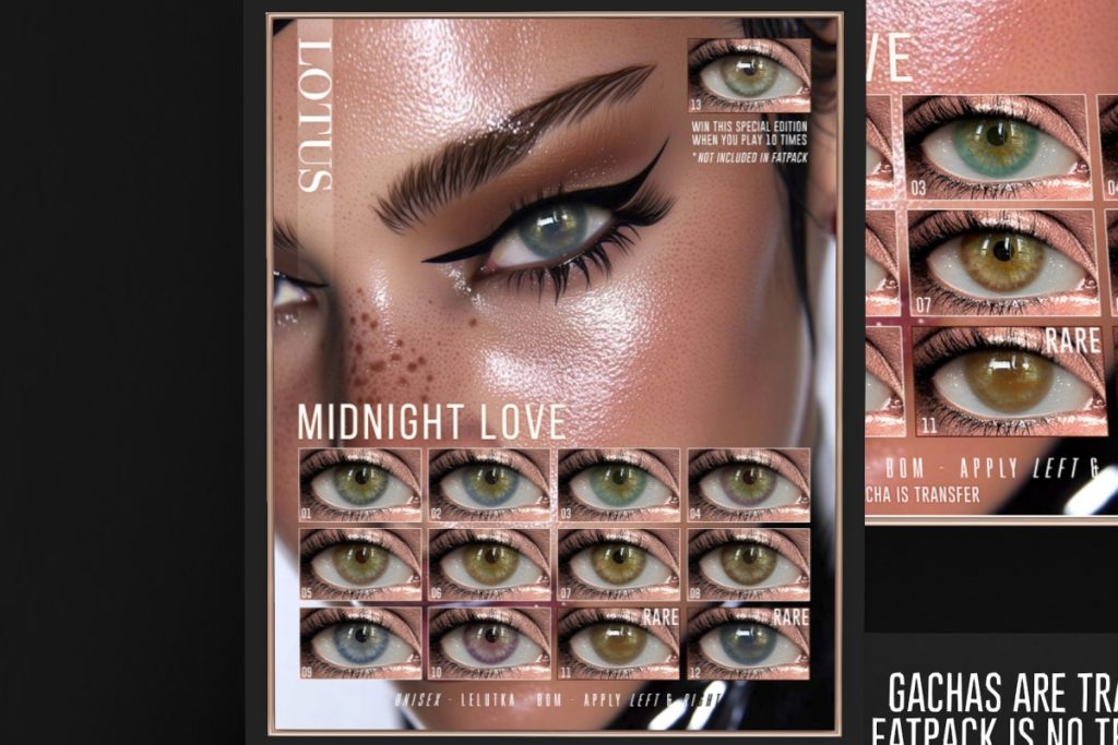 Midnight Love Eyes - BOM/EvoX, L$60 per play/L$2000 FP