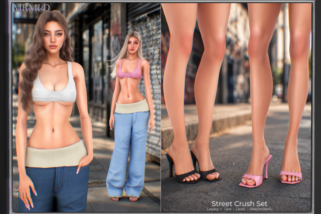 Street Crush Top, Jeans &amp; Shoes - Legacy/Maitreya/Reborn/+mods, L$249 each/L$1599 each FP/L$2999 MP