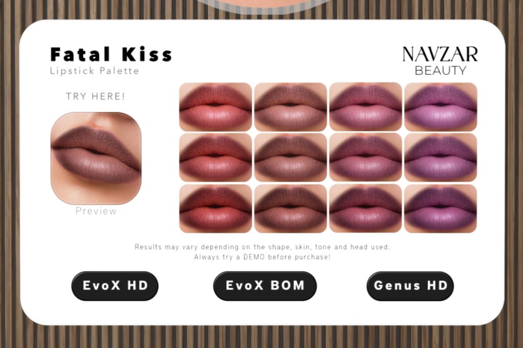Fatal Kiss - EvoX/Genus, L$300 each