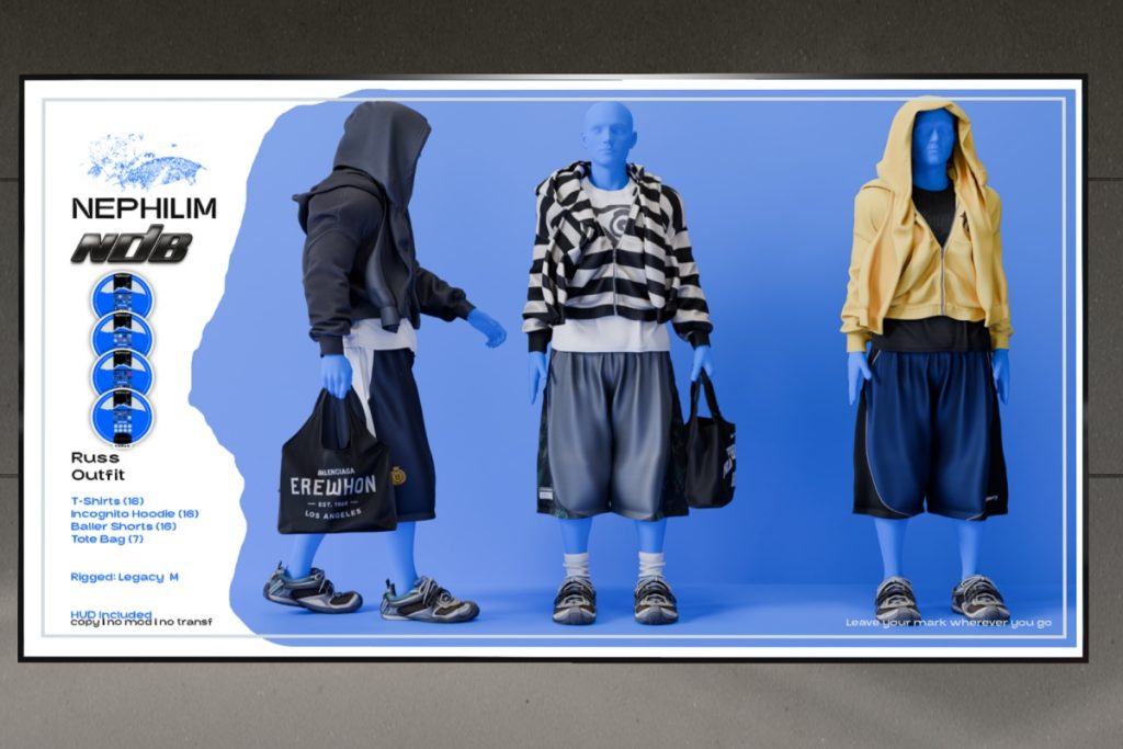 Russ T-Shirt, Hoodie and Baller Shorts - Legacy, L$399 each/L$1399 each FP