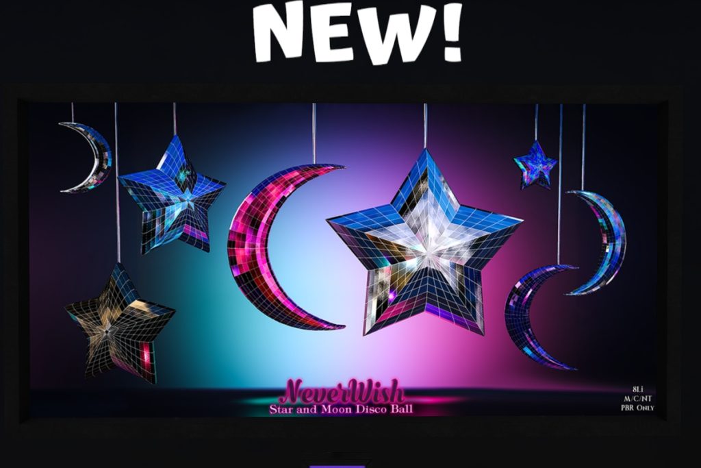 Star &amp; Moon Disco Balls, L$50 each/L$500 FP