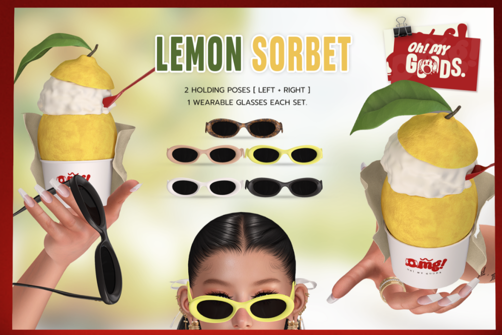 Lemon Sorbet Holdable and Glasses, L$599