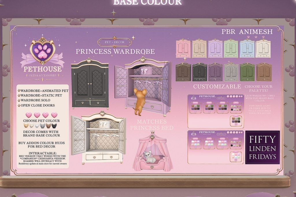 Princess Wardrobe Pet &amp; Decor	<a href="https://maps.secondlife.com/secondlife/Sleepy/121/172/25" target="_blank">Teleport</a>