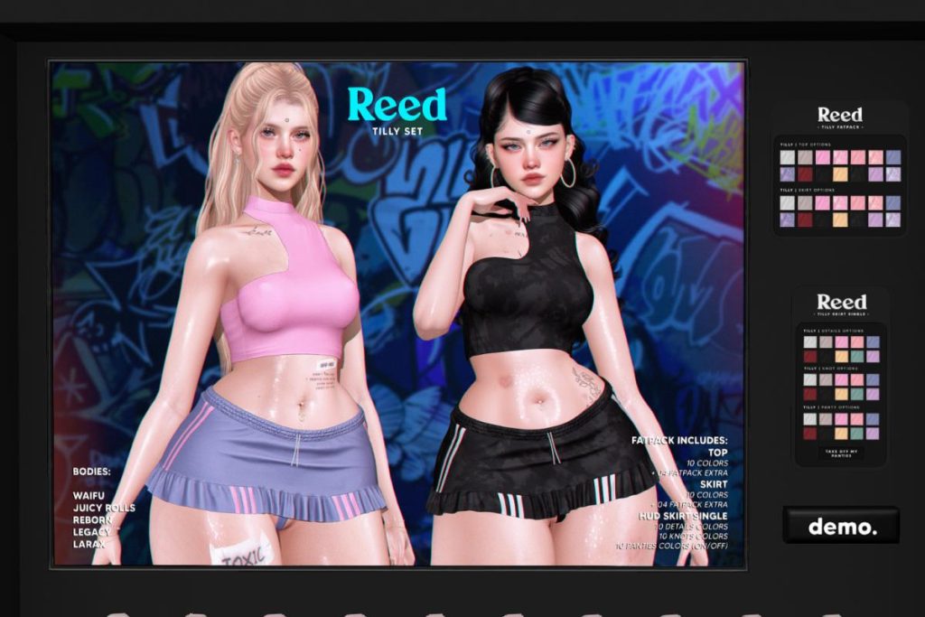 Tilly Top &amp; Skirt - Legacy/MaitreyaX/Reborn/+mods, L$249 each/L$1199 FP