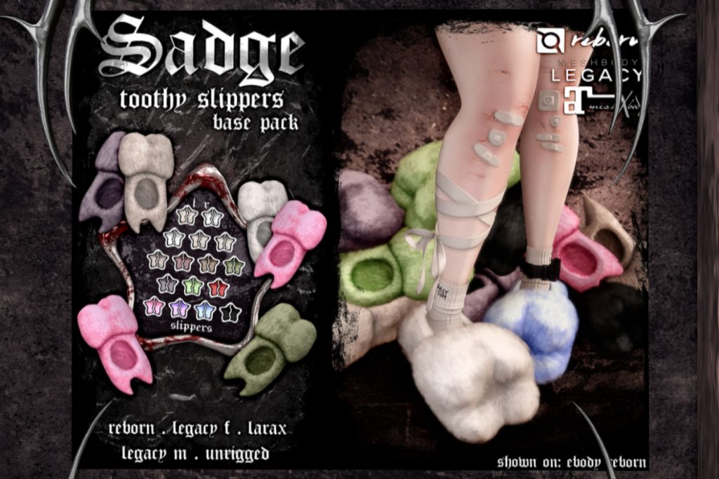 Toothy Slippers - Legacy/MaitreyaX/Reborn, L$199-L$399 each