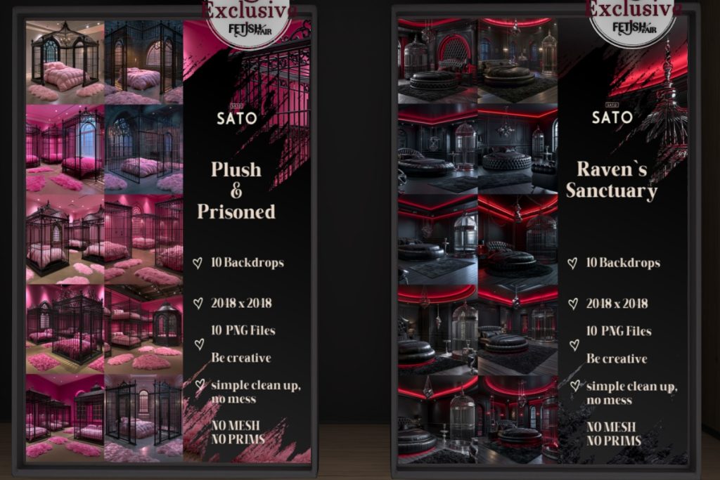 Plush &amp; Prisoned and Raven's Sanctuary Backdrops, L$150 each