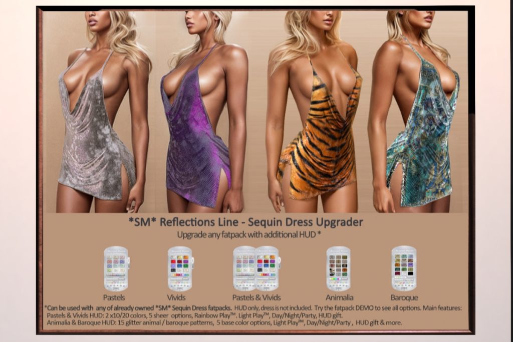 Reflections Sequin Dress Add-On HUDs, L$690 each