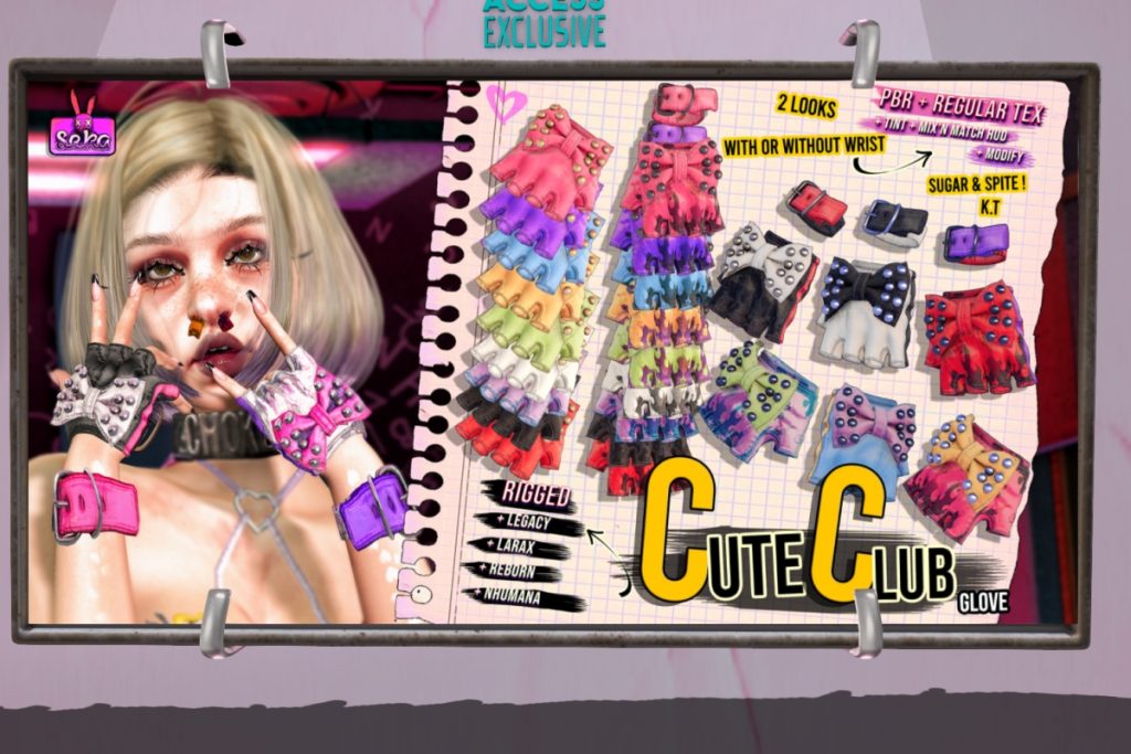 Cute Club Gloves - Legacy/MaitreyaX/Nhumana/Reborn, L$229, L$599 FP
