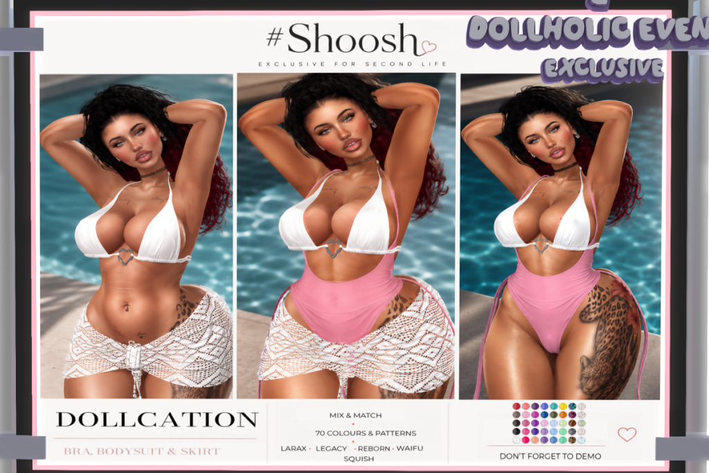 Dollcation Bodysuit &amp; Skirt - Legacy/MaitreyaX/Reborn/+mods, L$349 each/L$1299 FP
