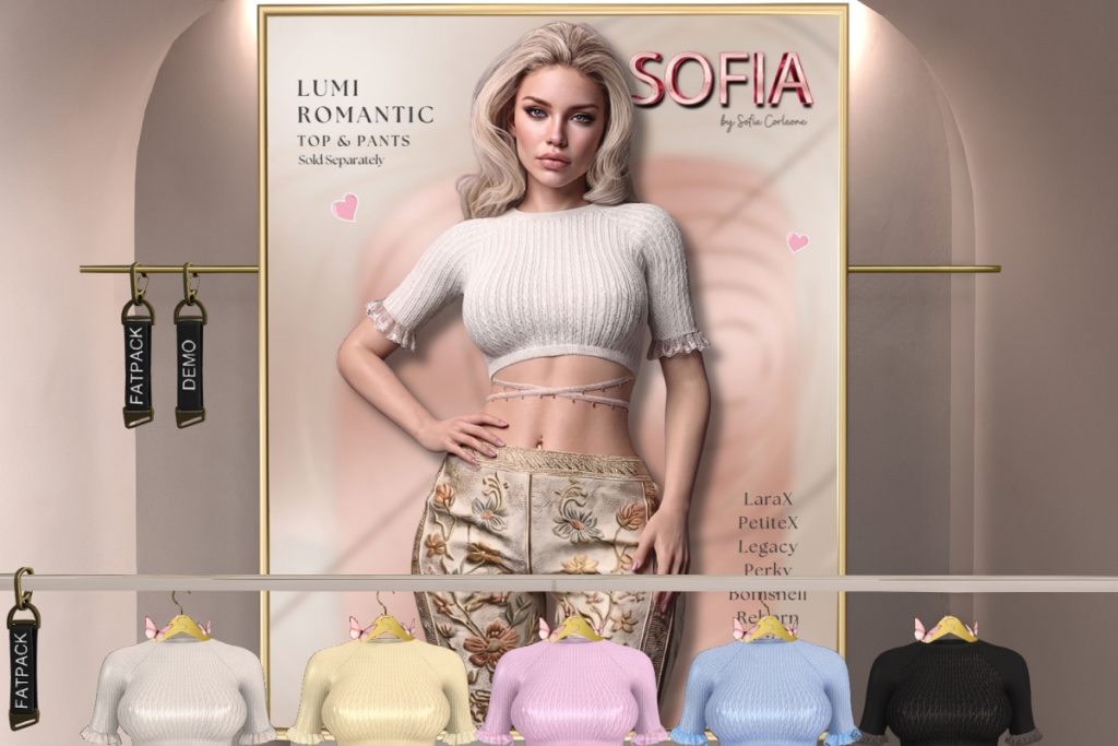 Lumi Romantic Top &amp; Pants - Legacy/MaitreyaX/Reborn/+mods, L$155 each/L$550 each FP/L$850 MP