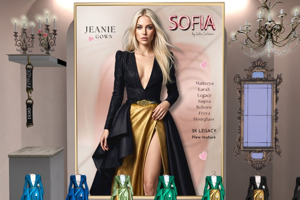 Jeanie Gown - Freya/Hourglass/Inithium/Legacy/Maitreya/Reborn/+mods, L$155 each/L$980 FP