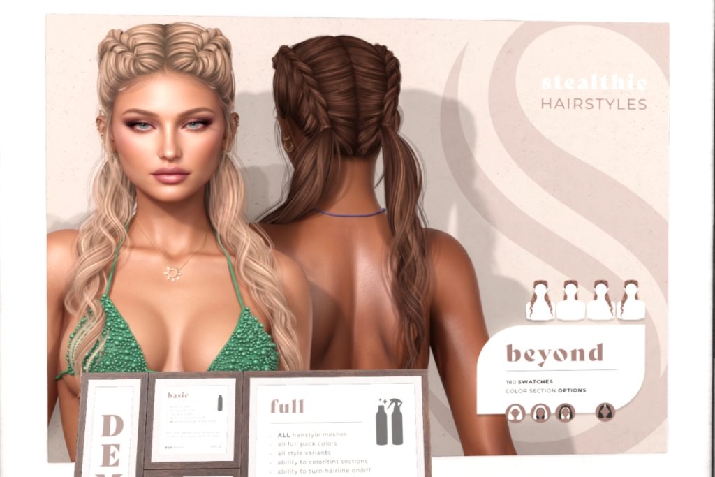 Beyond Hairstyle, L$399 Basic Pack/L$199 Upgrade HUD/L$598 FP